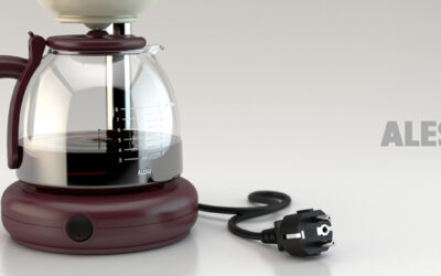 Modellazione 3D e Rendering: GEO, macchina per il caffè filtrato by Alessi