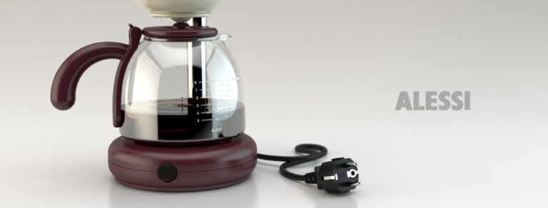 Modellazione 3D e Rendering: GEO, macchina per il caffè filtrato by Alessi