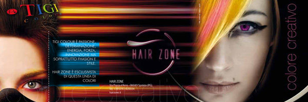 Esterno brochure aperta HAIR ZONE colore creativo