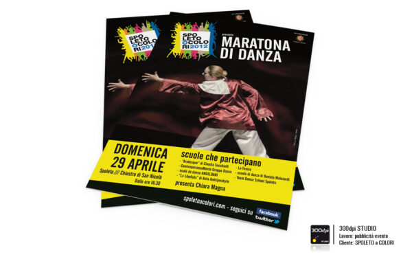 Grafica locandina dell'evento "Maratona della Danza" della manifestazione Spoleto a Colori