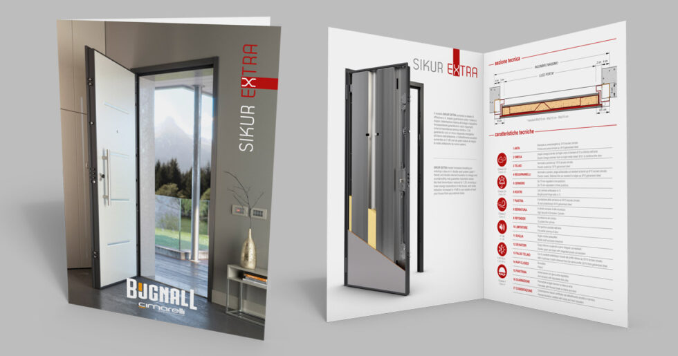 Grafica pieghevole porte blindate SIKUR EXTRA - Bugnall-Cimarelli - 300dpi STUDIO