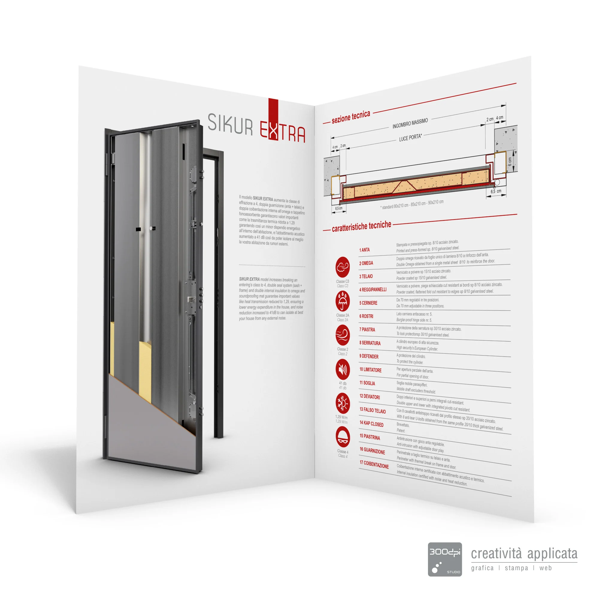 Grafica pieghevole porte blindate SIKUR EXTRA - Bugnall-Cimarelli - 300dpi STUDIO